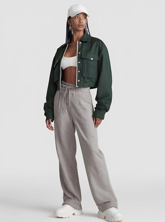 Casual Straight Leg Pants Full Length Fit Mid Waist Autumn Fashion Women's Sportswear Bottoms