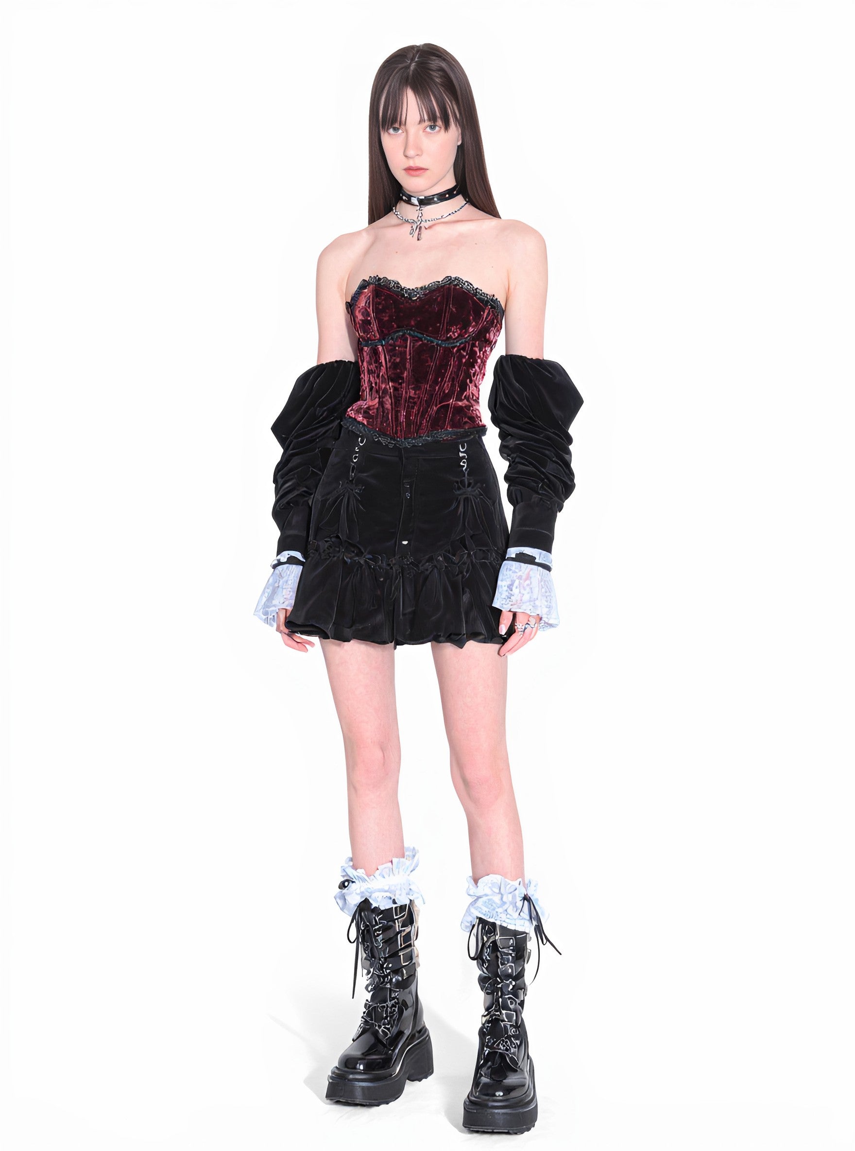 Retro Strapless Autumn Casual Style Women's Top Regular Length Bustier Fashion Trend Streetwear for Young Ladies