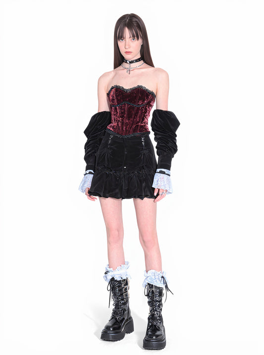 Retro Strapless Autumn Casual Style Women's Top Regular Length Bustier Fashion Trend Streetwear for Young Ladies