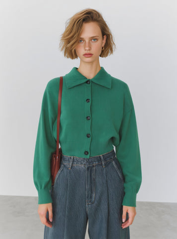 Autumn Cardigan Casual Fit Long Sleeve Notch Collar Straight Sleeve Regular Length Women's Open Front Knitwear