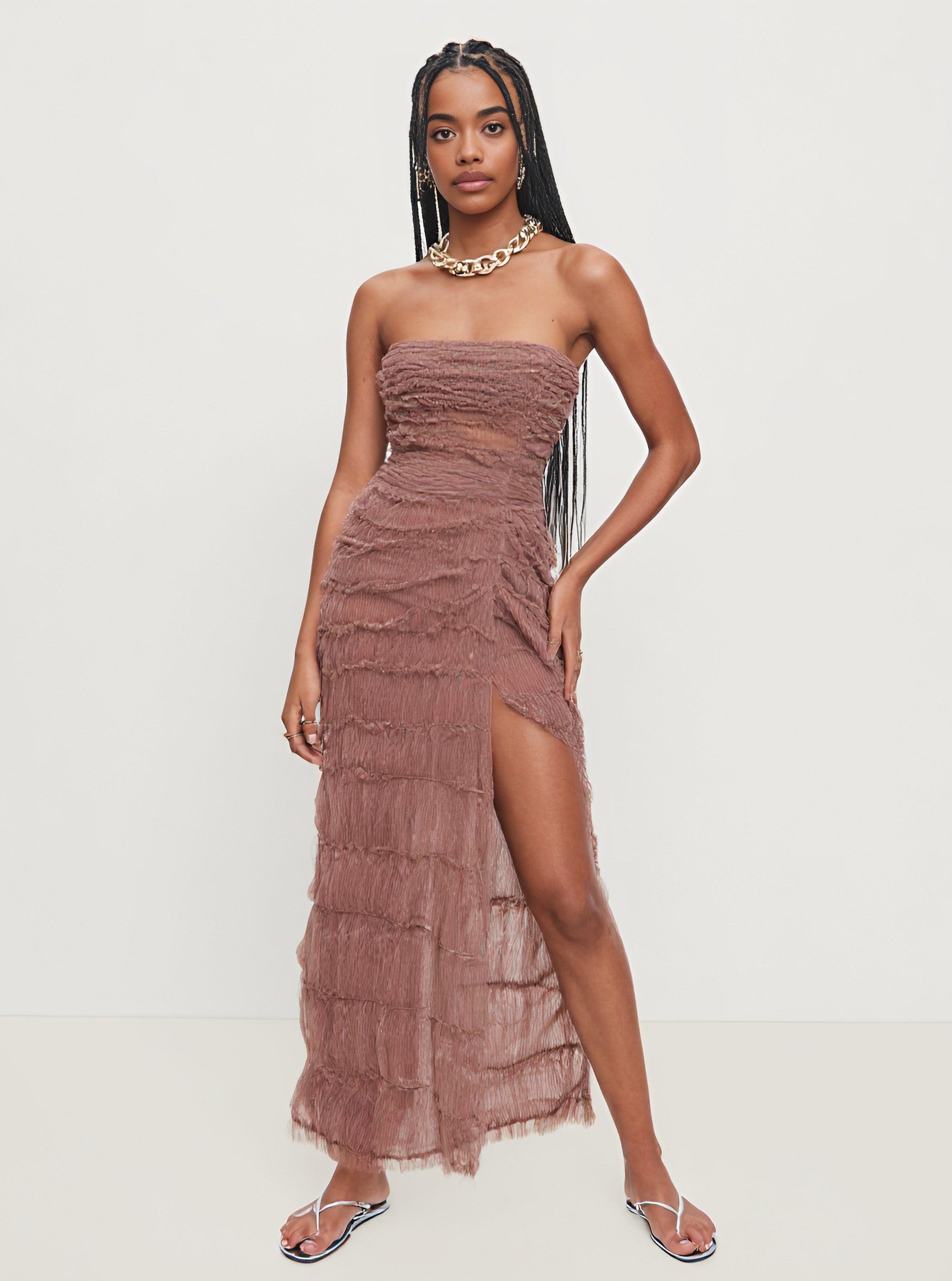 Spring Autumn Mid-Length Dress Casual Off Shoulder Solid Color Fit A-Line Skirt Women's Fashion Clothing