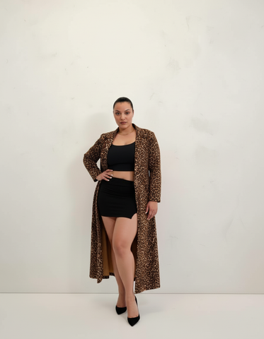 Plus Size Women's Coats Autumn Winter Comfortable Fashion Leopard Print Long Sleeve Open Front Casual Coats