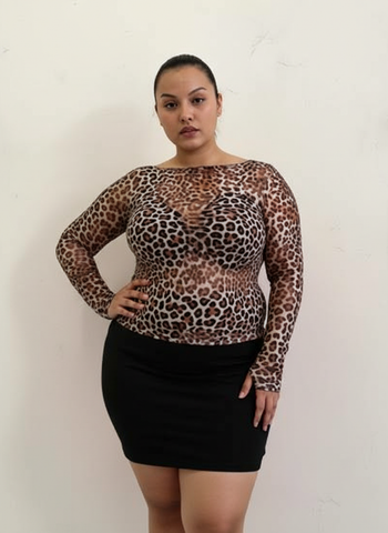 Plus Size Women's T-Shirts 2025 Autumn Fashion Leopard Print Long Sleeve Crew Neck Daily Basic T-Shirts